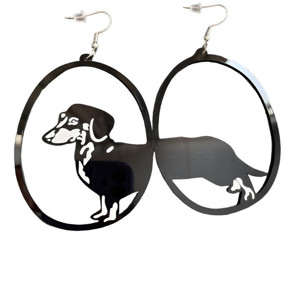 Earrings Acrylic Dangle Round Asymmetric Black Animals Drop Jewellery