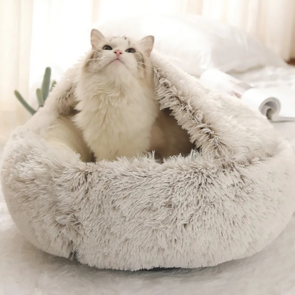 Pet Beds Pet Bed Pink Winter Long Plush Cushion Round Nest Kennel