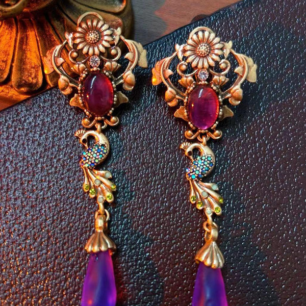 Earrings Palace Retro Copper Plated Genuine Gold Diameter 35 Centimetre Height 9