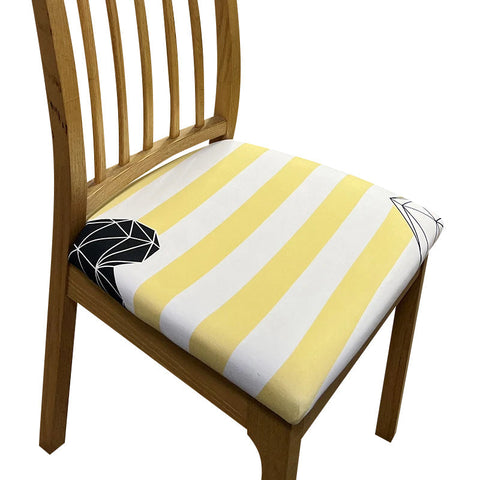 Slipcovers Chair Cover Yellow Linear Pattern Print Stretch Seat For Home Dining Kitchen