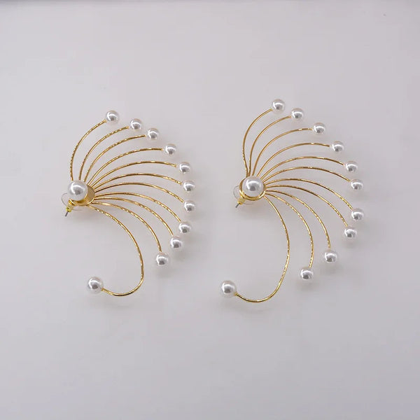 Earrings Personalized Pearl Fan Shaped Ear Loop Alloy Accessory For Various Occasions