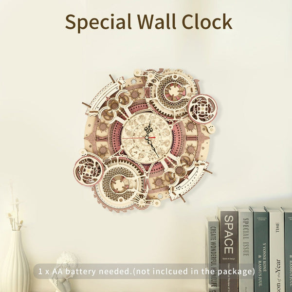 Puzzles Robotime Rokr Zodiac Wall Clock 3D Wooden Puzzle Model Assembly Toys Gifts