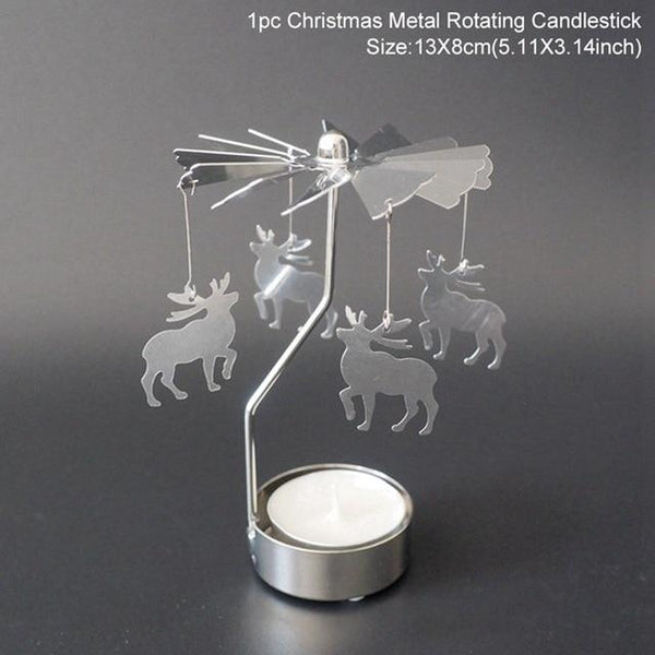 Candle Holders & Accessories Rotating Metal Tealight Candle Holder Christmas Table Decor