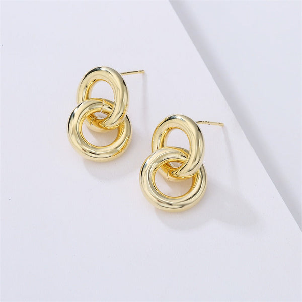 Earrings Glossy Geometric Retro High End Copper Cool Style Accessories