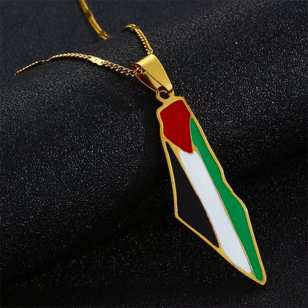 Necklaces & Pendants Titanium Steel Stainless Drip Glue Middle East Israel Palestine Map Pendant Necklace