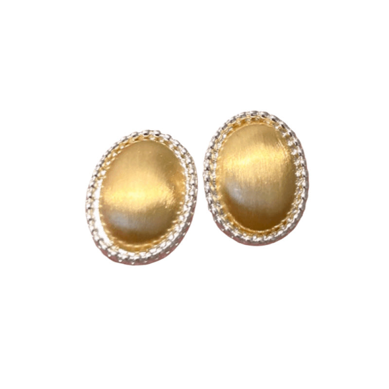 Earrings Elliptical Metal Brushed High End Stylish Accessory For Women