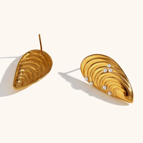 Earrings Shell Mussel Stainless Steel 18K Gold Plated Fashion Jewelry