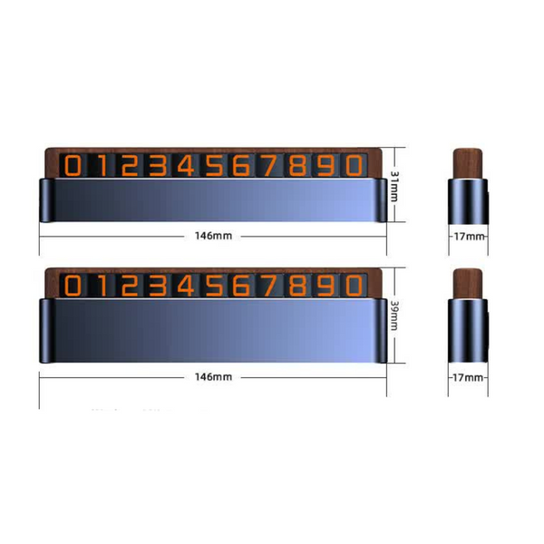 Other Car Interior Silver Premium Alloy And Wood Temporary Parking Card Sliding Design For Privacy Includes 6 Number Sets