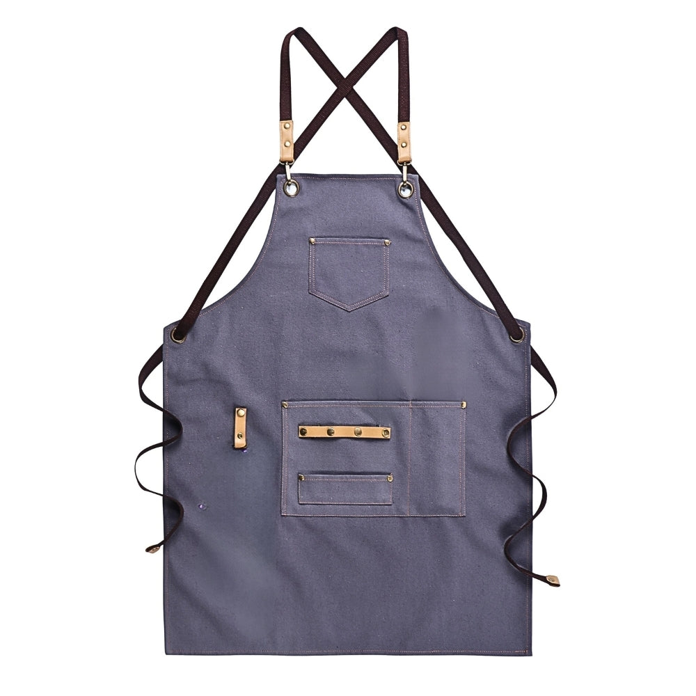 Aprons Brown Sturdy Canvas Kitchen Apron With Large Pockets Adjustable Design For Chefs