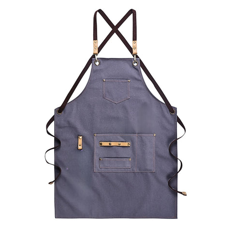 Aprons Brown Sturdy Canvas Kitchen Apron With Large Pockets Adjustable Design For Chefs