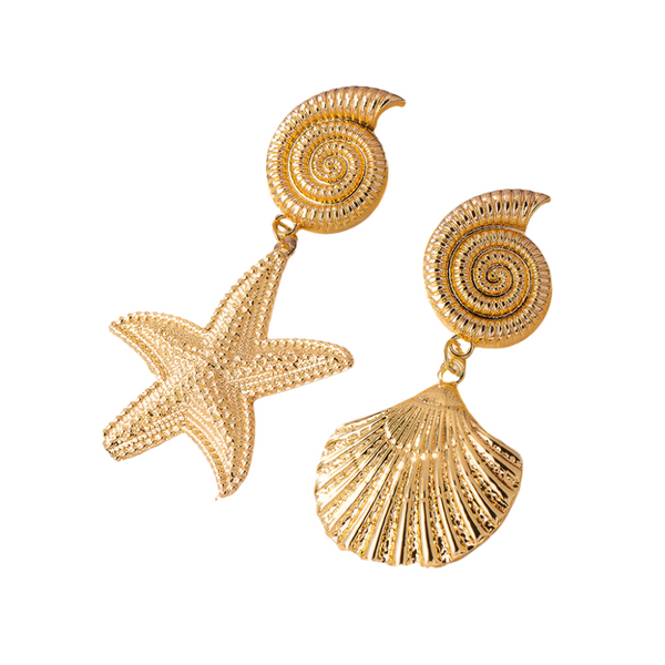 Earrings Gold Metallic Starfish Shell With Personalised High End Temperament