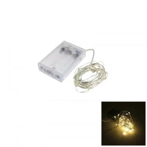 String Lights 2M 20 Led Silver Wire Strip Light Battery Operated 1Pc Warm White