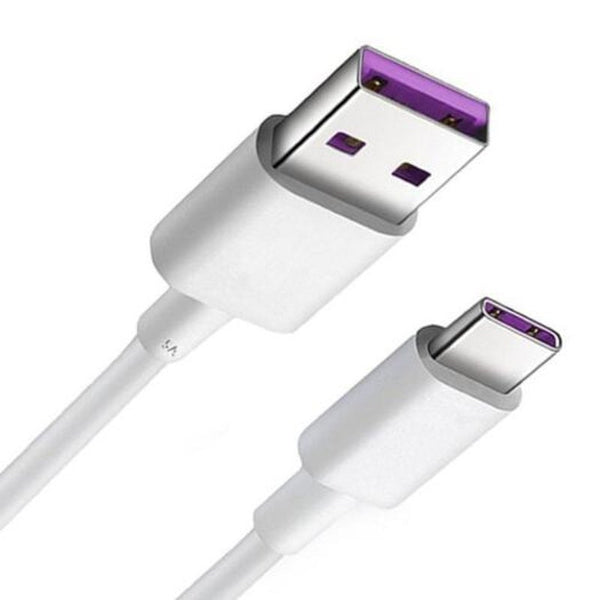 2M 5A Usb Type C Super Fast Charge Cable For Huawei P30 Pro / Mate 20 White
