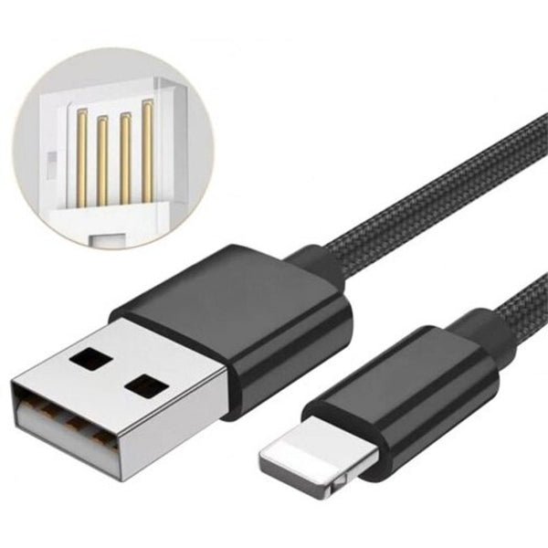 2M Usb Charger Data Sync Cable For Iphone Xs / Max 8 Plus 7 6S Black