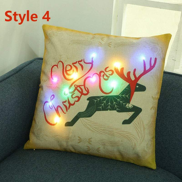 Cushions & Decorative Pillows Christmas Led Lights Linen Cushion Covers Home Bed Sofa Decor