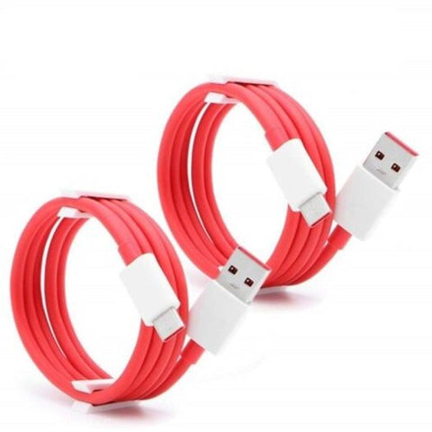 2Pcs Usb Type C Quick Charge Cable For Oneplus 6T / 5 5T Red