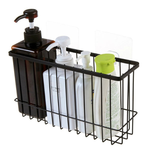 2Pcs Wrought Iron Bathroom Kitchen Wall-Mounted Storage Basket
