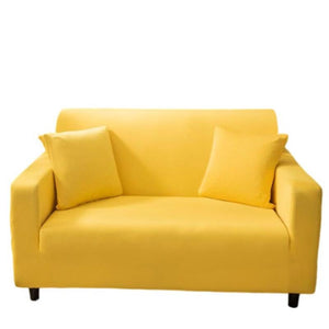 Slipcovers 2 Seater Sofa Cover Plain Yellow Elastic Stretchable Slipcover For Living Room