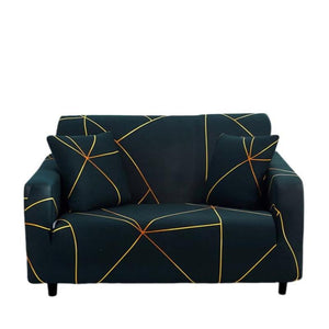 Slipcovers 2 Seater Sofa Cover Dark Green Linear Style Elastic Stretchable Slipcover