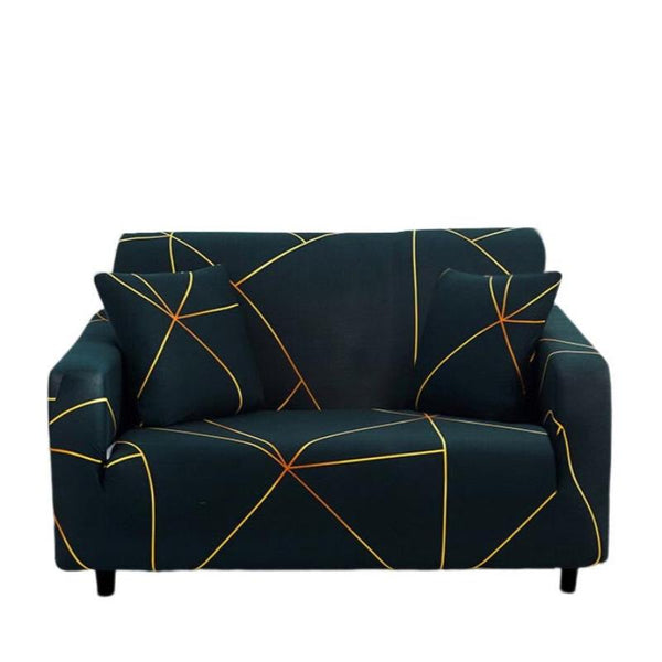 Slipcovers 2 Seater Sofa Cover Dark Green Linear Style Elastic Stretchable Slipcover