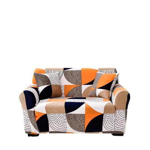 Slipcovers 2 Seater Sofa Cover Orange Geometric Style Protection For Living Room