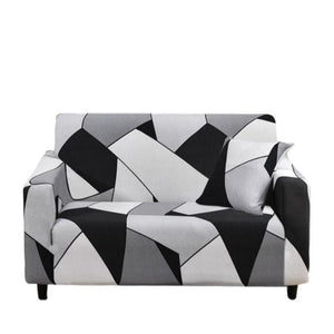 Slipcovers 2 Seater Sofa Cover Black White Geometric Style Elastic Stretchable Slipcover