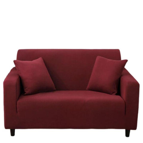 Slipcovers 2 Seater Sofa Cover Wine Red Elastic Stretchable Slipcover For Living Room