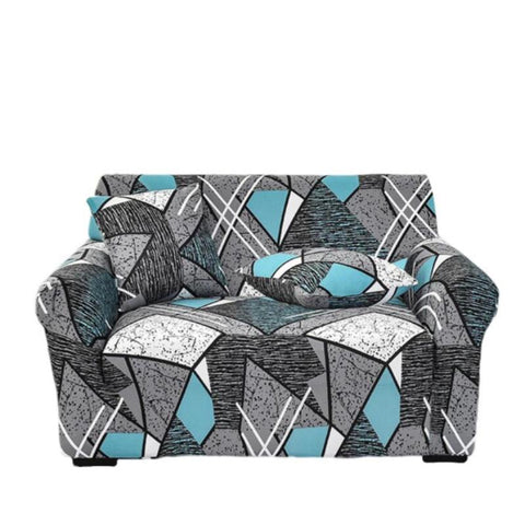 Slipcovers 2 Seater Sofa Cover Dark Grey Geometric Style Protection For Living Room Chair