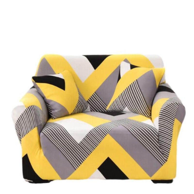 Slipcovers 2 Seater Sofa Cover Yellow Wave Style Elastic Stretchable Slipcover For Furniture