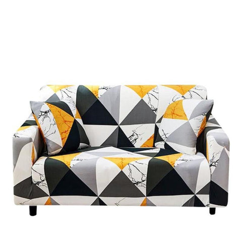 Slipcovers 2 Seater Sofa Cover Yellow White Geometric Style Protection For Living Room Slipcover