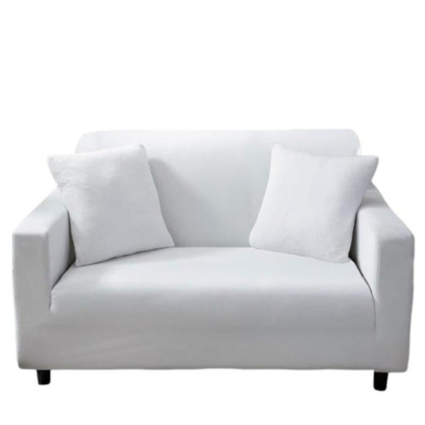 Slipcovers 2 Seater Sofa Cover Plain White Elastic Stretchable Slipcover For Living Room