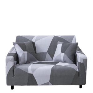 Slipcovers 2 Seater Sofa Cover White Gray Geometric Style Protection For Living Room Chair Elastic Stretchable Slipcover