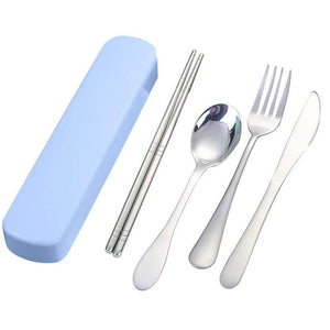 Cutlery Sets 2Set Portable Stainless Steel Cutlery Storage Box Chopstick Fork Spoon Knife