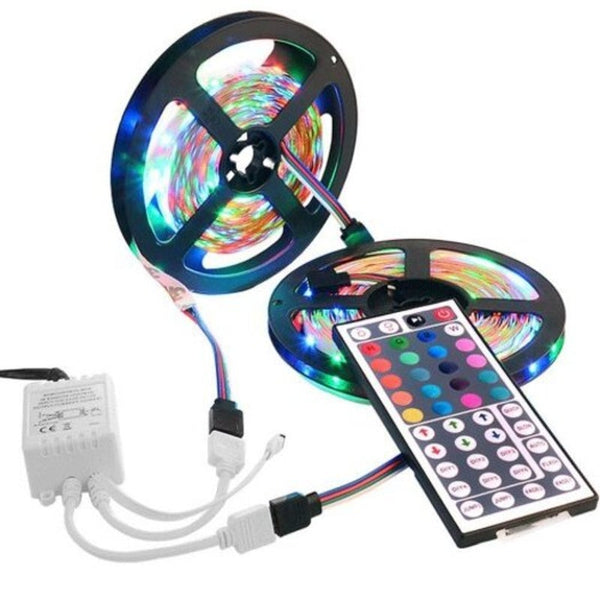 String Lights 2X5m 2835 300 Leds Rgb Strips With Ir 44 Key Double Outlet Controller Dc12v Multi