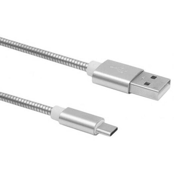3.4A Stainless Steel Spring Quick Charge Type Usb 3.1 Charging Cable With High Speed Data Transmission Silver