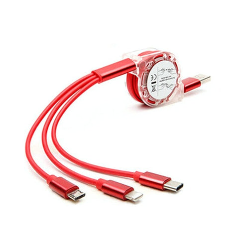 3 In 1 Usb Charging Cable Cord For Smart Phones And Ipad 1M Red