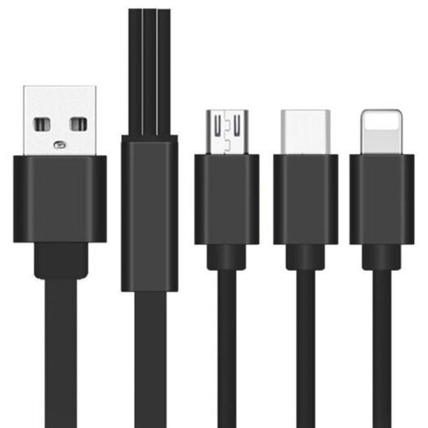 3 In 1 Usb Type C Micro Quick Charging Cable Black