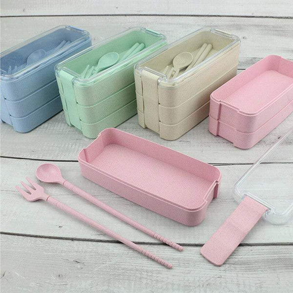 Lunchboxes Lunch Boxes Bags 3 Layer Bento Food Containers With Fork Spoons Chopsticks