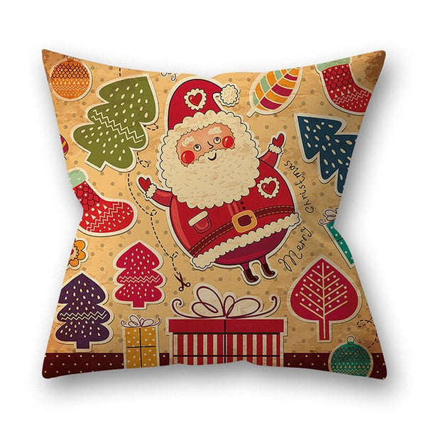 Cushions & Decorative Pillows 3Pcs Decorative Christmas Theme Series Printing Santa Reindeer Throw Pillow Cover