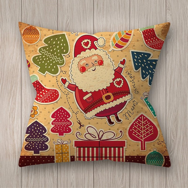 Cushions & Decorative Pillows 3Pcs Decorative Christmas Theme Series Printing Santa Reindeer Throw Pillow Cover