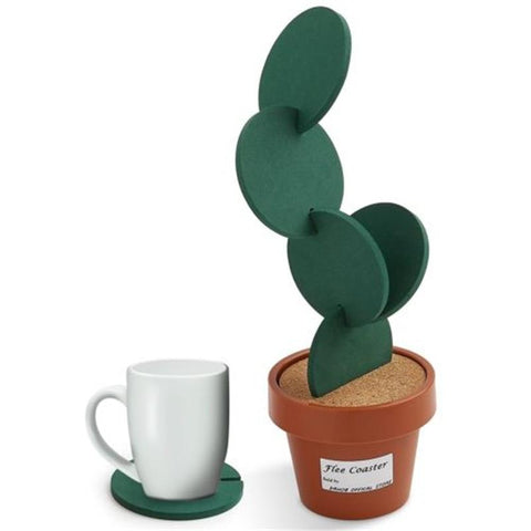 Coasters Cute Creative Cactus Potted Plant Coaster Heat Mat Set