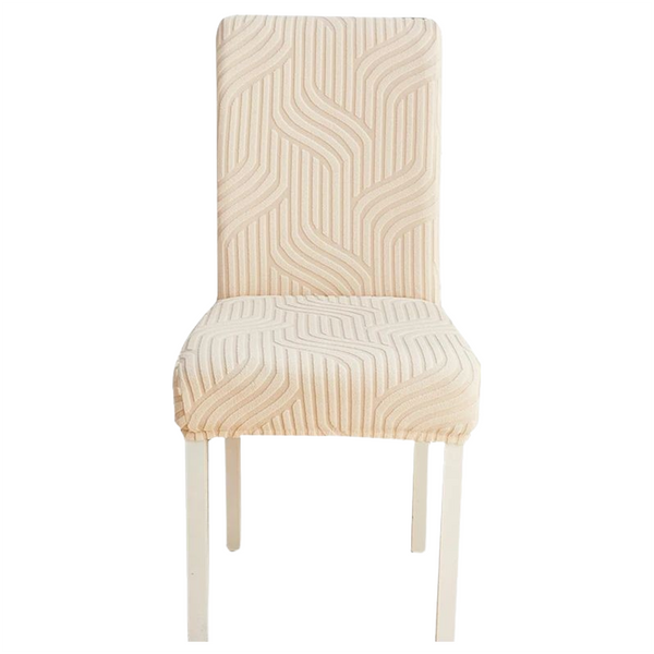 Slipcovers Chair Cover Beige Linear Design Anti Dirt Elastic Material For Dining Room Kitchen