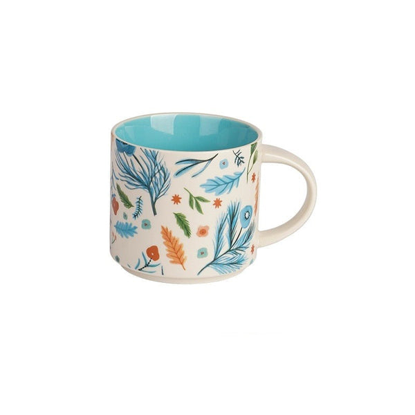 Mugs Flower Glaze Ceramic Cup Mug Household Large Capacity Breakfast 450Ml