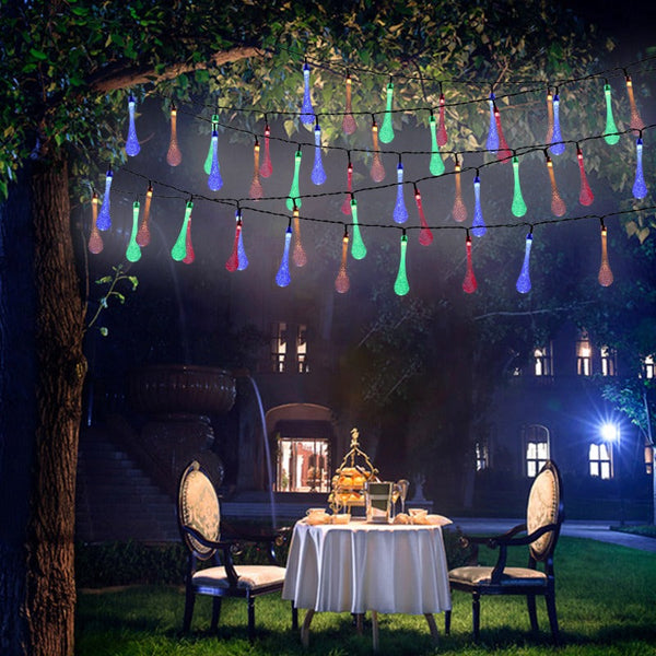 String Lights 10M 100Led Solar Water Drop Fairy Outdoor Garden Party Decor