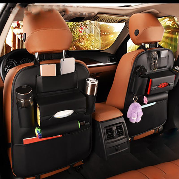 Car Organisers Car Seat Back Storage Bag Pu Leather Travel Organiser