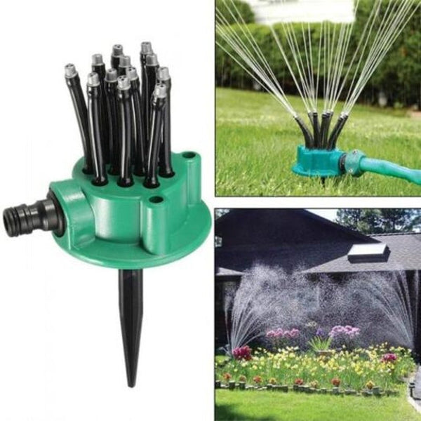 360 Degree Irrigation For Farm With 12 Small Pipes Garden Spray Plants Flowers Supplies Green