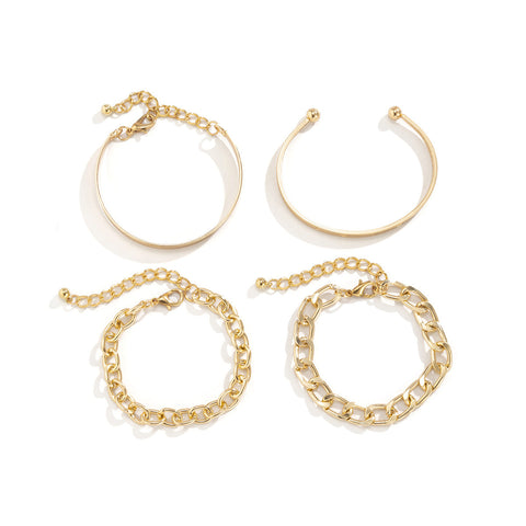 Bracelets Simple And Smooth C Shaped Hollow Chain Bracelet Set For Fashion Jewellery