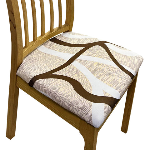 Slipcovers Chair Cover Brown White And Beige Lines Print Stretch Seat For Home Dining Kitchen