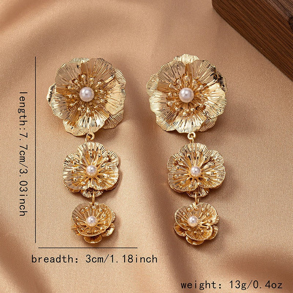 Earrings Flower Shaped Elegant Three Design For Fashion Commuting