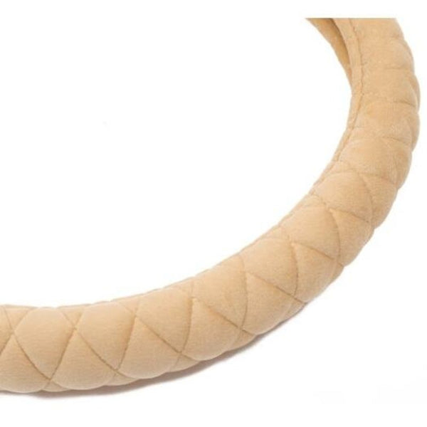 38Cm Car Plush Steering Wheel Cover Beige